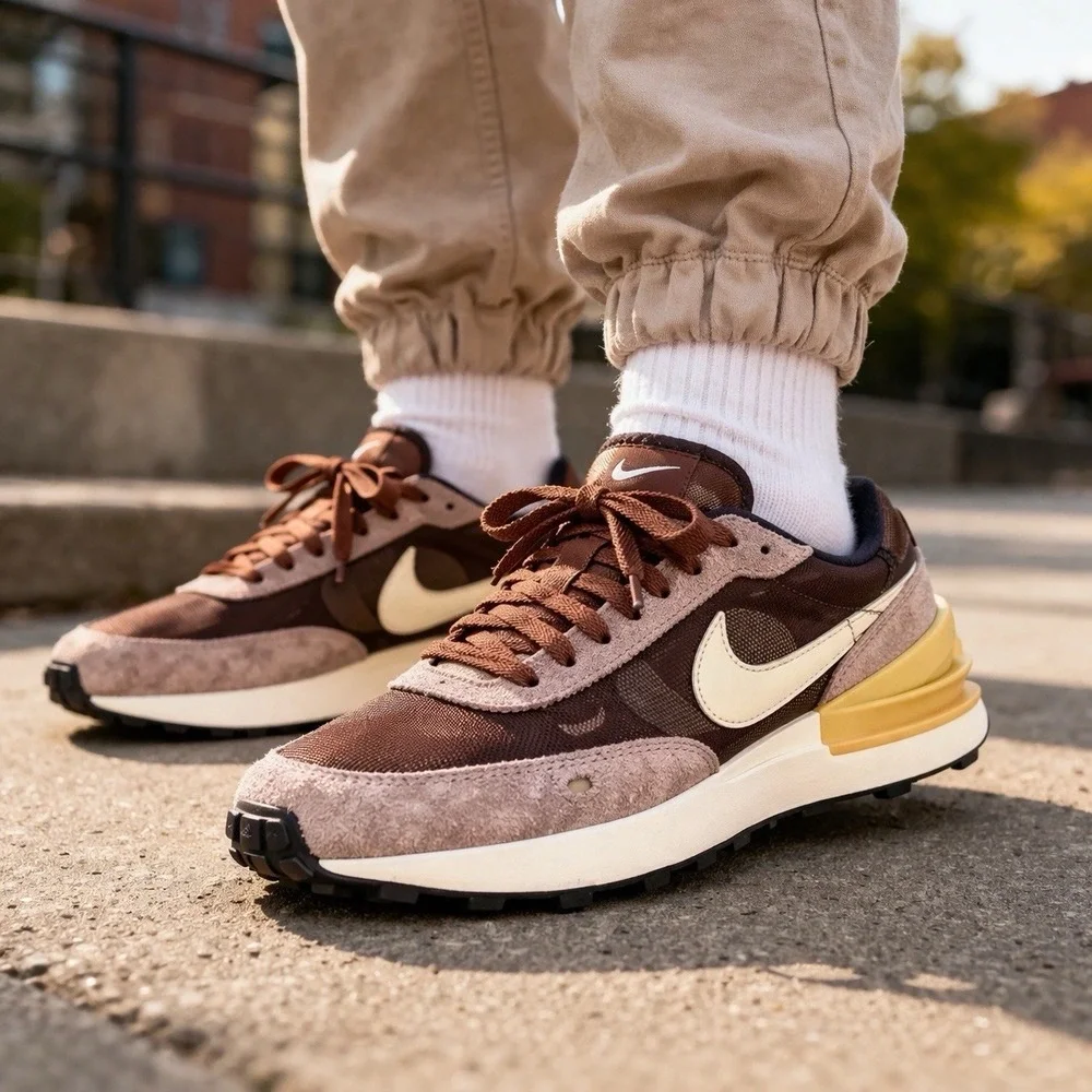 Nike Waffle One 5.5Y Women's 7 Brown Tan Retro Casual Running Athletic Lifestyle